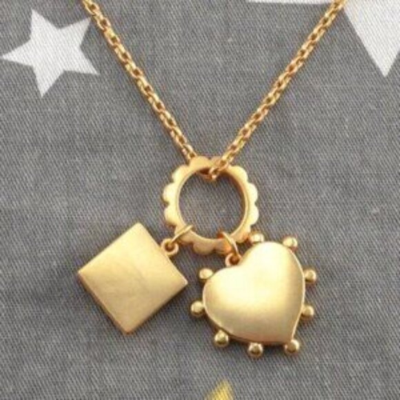 Tory Burch Heart and Square Charm Necklace in Semiprecious Stone (Brand New) - Picture 2 of 5